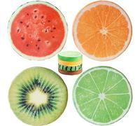 Tsffae 4 Piezas Almohada Redonda con Forma De Fruta Cojín Relleno Cojines De Asiento Decorativos 3D Sandía Kiwi Naranja Limón Almohada para Dormitorio, Sala De Estar, Oficina