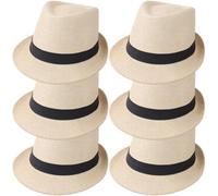 Tsffae 6 Unids/Set Sombreros Fedora De Paja Corta Sombreros De Panamá Gorra De Jazz De Paja Unisex Sombrero De Playa para Recuerdo De Fiesta De Boda para Invitados