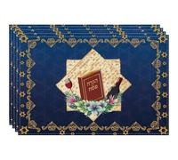 Tsffae Manteles Individuales De Pascua, 4 Piezas De Manteles Individuales De Pesaj con Estrella De David, Manteles Individuales para Fiestas Judías, para Restaurantes, Cenas, Decoraciones De Mesa,