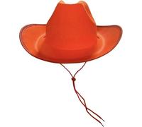 Tsffae Sombrero Vaquero De Lana para Hombre Y Mujer, Estilo Cloche Occidental De Ancha, Hecho a Mano, Resistente, con Correa Ajustable, Color Naranja.