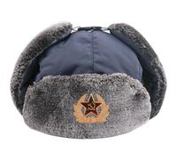 Tsffae Sombreros De Bombardero De Invierno Unisex para Hombres Y Mujeres, Cálido Gorro De con Orejeras con Insignia, Auténtico Ejército Ruso Ushanka Sombrero De Invierno Soldado Soviético,