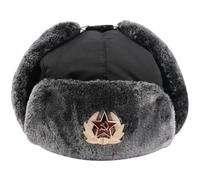 Tsffae Sombreros De Bombardero De Invierno Unisex para Hombres Y Mujeres, Cálido Gorro De con Orejeras con Insignia, Auténtico Ejército Ruso Ushanka Sombrero De Invierno Soldado Soviético,