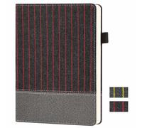 TSFPapier A5 Lined Journal Notebook, Hardcover Notebook with Fabric & Faux Leather Patchwork Cover, College Ruled Writing Notebook for Work School Office Travel, Red