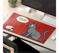 TSGB Alfombrilla de ratón con diseño de gato y calavera: una conversación misteriosa, alfombrilla de escritorio grande