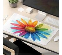 TSGB Alfombrilla de ratón divertida con diseño de flor arcoíris: una colorida alfombrilla de mouse con flores divertidas, accesorios de escritorio para el trabajo, alfombrilla de mouse para juegos