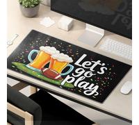 TSGB Alfombrilla para mouse con texto en inglés "Work Funny Cheers And Game On: Let's Go Play!", alfombrilla de escritorio grande