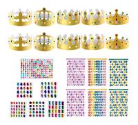 TSHAOUN 10 Piezas Gorros de Fiesta ＆ 6 Piezas Pegatinas Diamantes Imitación ＆ 6 Piezas Número Alfabeto Pegatinas Traje de Sombrero de Corona para Fiestas de Cumpleaños de Niños Adultos