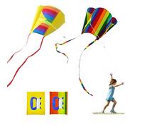TSHAOUN 2 Piezas Cometas de Colores para Niños y Niñas, Arcoíris Cometa con Cuerda de Cometa y Asa, Cometa para Deportes al Aire Libre de Verano en Parque de la Playa, Fácil de Montar