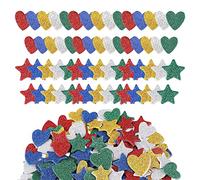 TSHAOUN 300 Pcs Pegatinas, Espuma Autoadhesiva de Corazones y Estrellas con Purpurina Pegatin DIY Hacer Álbumes de Recortes, Adornos Artesanales, Hacer Tarjetas