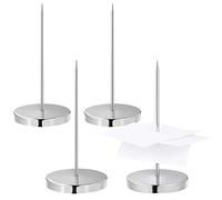 TSHAOUN 4 Piezas Tenedor Sostenedor, Factura Recibo de Horquilla Soporte Para Recibos de Papel, Soporte de Acero Inoxidable Tenedor de Billetes Para Nota Factura Contador Oficina Cocina (Plata)