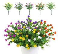 TSHAOUN 5 Piezas Flores Artificiales Flor Falsas,Arbustos Verdes Resistentes a Los Rayos UV Plantas para Colgar en Interiores y Exteriores,para Casa Jardín Ventana Fiesta Boda Decoración (Multicolor)