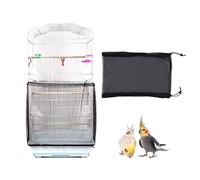 TSHAOUN - Funda para Jaula de pájaros, Nailon con Malla de protección para Jaula de pájaros, Lavable, Fundas antisemillas para jaulas para pájaros, Falda de Jaula de Loro, atrapa semilla (Negro)