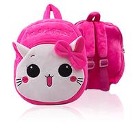 TSHAOUN Mochila Infantil, Suave Mochila de Felpa de Gato, Mochila Kindergarten Niña, Mochila Escolar Felpa Pequeño, Mini Mochila Escolar para Niñas de 1 a 3 Años (Gato Rosa)