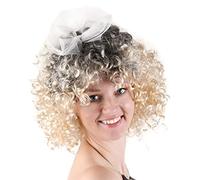 TSHAOUN Peluca de estrella del pop de los años 80: accesorio de diva rubia y rizada, peluca corta de duendecillo para mujer, estilo de celebridad de disfraces (marrón claro)