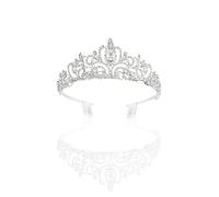 TSHAOUN Tiara Corona de Cristal con Diamantes de Imitación Peine, corona de cristal y peine de plata para novia, de Boda Desfiles Niña Princesas Fiesta de Cumpleaños Diadema Mujer (Silver)