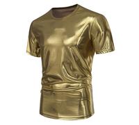 Tshirt Hombre - Camiseta Hombre Deporte Playeras Camiseta De Cuello Redondo De Manga Corta para Hombre Moda De Escenario (Gold S)