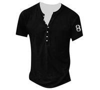 Tshirt Hombre - Camiseta Running Hombre Playeras Camiseta De Manga Larga con Estampado Pequeño para Hombre Camisa De Manga Larga con Botones Básicos Retro A La Moda De Verano (Black M)