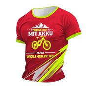 Tshirt Hombre - Camisetas Hombre Verano Playeras Camiseta con Texto Divertido para Hombre Unter Schätze Niemals Einen Alten Mann Mit Einem E Bike (Red XL)