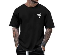 Tshirt Hombre - Camisetas Hombre Verano Playeras Camiseta De Verano para Hombre con Estampado De Árbol Pequeño Blusa De Manga Corta con Cuello Redondo (Black XXXXXXL)
