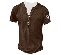 Tshirt Homem - Camiseta Running Hombre Playeras Camiseta De Manga Larga con Estampado Pequeño para Hombre Camisa De Manga Larga con Botones Básicos Retro A La Moda De Verano (Brown L)