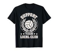 Tshirtofthear Support Your Local Club Hincha Equipo Local de Fútbol Camiseta Unisex Adultos Black Pequeño Manga de doble puntada Jersey Sólido Cuello redondo Camisa de apoyo al equipo de fútbol local