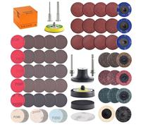 Tshya Paquete de 117 discos de lijado de cambio rápido de gancho y bloqueo de rollo de 2 pulgadas para taladro accesorio de lijado para almohadillas de lijado de faros de grano 60-3000