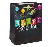 TSI 84014-6 gift bags HAPPY BIRTHDAY black, Pack of 3, size: medium (9 x 7 x 4 i