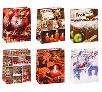 TSI 87016 - Bolsa para regalo (12 unidades, tamaño: medio, 23 x 18 x 10 cm), diseño de Navidad