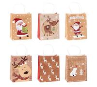 TSI 88016 - Bolsas de regalo (papel de estraza navideñas, 12 unidades, tamaño mediano, 23 x 18 x 10 cm), diseño navideño
