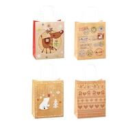 TSI 88018 - Bolsas de regalo (tamaño mediano, 23 x 18 x 10 cm, papel de estraza, 12 unidades), diseño navideño