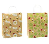 TSI 88313 - Bolsas de regalo de papel kraft (12 unidades, 32 x 26 x 12 cm), diseño de abejas y flores