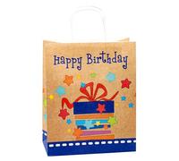 TSI 88315 - Bolsas de regalo de papel de estraza Happy Birthday, paquete de 6, tamaño: grande (32 x 26 x 12 cm)
