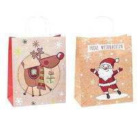 TSI 88318 - Bolsas de papel kraft para regalo (32 x 26 x 12 cm, 6 unidades), diseño navideño
