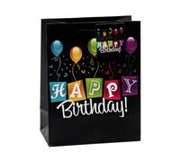 TSI Happy Birthday 84014-6 - Bolsas de regalo (3 unidades, tamaño mediano, 23 x 18 x 10 cm), color negro