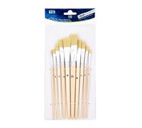 TSI Juego de 10 pinceles de cerdas (tamaños 2, 4, 6, 8, 10, 12, 14, 16, 18 y 20), mango natural, número 49032