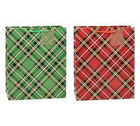 TSI Tartan 87312 - Bolsas de regalo (12 unidades, tamaño grande, 32 x 26 x 13,5 cm), diseño de tartan
