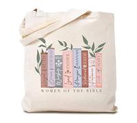 TSIIUO Bolsa de lona cristiana con versículo bíblico, lindo gráfico de mujeres de la Biblia, bolsa de compras reutilizable, regalo divertido, Blanco, 15.8 x 13.5 inches, Reutilizable