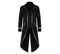 TSIRNK Steampunk Disfraz medieval para hombre, abrigo para carnaval, Halloween (negro, L)