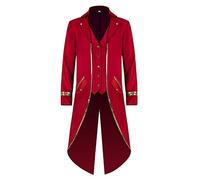 TSIRNK Steampunk - Disfraz medieval para hombre, para carnaval, Halloween, disfraz para hombre (rojo, L)