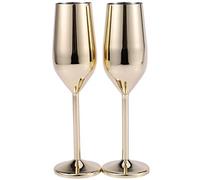 Tskcvy 2 Unids/Set Copas de ChampañA Inoxidables una Prueba de Golpes Cepillado Boda Tostado Flautas de ChampáN Copa de Bebidas Fiesta Matrimonio Vino