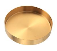 Tskcvy Bandeja Redonda Dorada, Bandeja Decorativa de Metal, Bandeja de Maquillaje, Organizador para Tocador, BañO, Vestido, Acabado de LatóN Mate, 4.9 Pulgadas