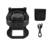 Tskcvy Lupa de Lupa 25X con 6 Luces, Lupa de Ojo de Metal PortáTil de Escritorio de Pliegues USB Lupa de Costura