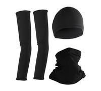 Tskcvy ProteccióN UV para la Cara de la Polaina del Cuello Mangas de Brazo de Enfriamiento de Seda de Hielo Conjunto de Gorro de Calavera para Mujer Hombre Ciclismo Senderismo Negro