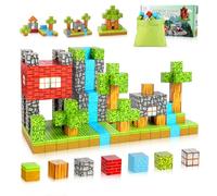 TSKER Bloques Magneticos Construccion Niños - 100 Piezas Cubos Magneticos para Niños, Bloques de Construcción Magnéticos Construye un Mundo de Fantasía-Serie Bosque, Gran Regalo para Mayores de 3 Años