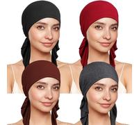 TSKNOMO 4 Piezas Pañuelos de Quimioterapia para Mujeres, Pañuelo Preanudata para la Cabeza Cáncer Pañuelos para la Pérdida de Cabello, Talla única