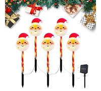 TSLBW 5 Piezas Luces solares de Navidad para caminos, Decoración de lámparas de jardín de Navidad, Luces de estaca con LED solar de Navideñas impermeable para Exterior Patio Césped Yard (Papá Noel)