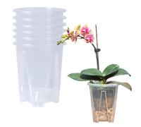 TSLBW 6 Piezas Macetas Transparentes de Orquídeas, Macetas de plástico Transparente con Agujeros de Drenaje, Maceta de plástico Duradero Drenaje de Plantas para Balcón Interior y Exterior (14cm)