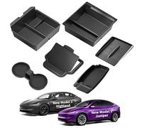 TSLDRV Bandeja organizadora de Consola Central para Tesla Model 3 Highland 2024 [se desliza Suavemente] Reposabrazos Oculto Organizador Caja portavasos para Tesla Model 3 Accesorios 2024 Negro Mate