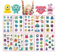 Tslinc Juego de 10 tatuajes infantiles de monstruos, tatuajes para niños, niños, niñas, animales geniales, respetuosos con la piel, temporales, pegatinas para cumpleaños infantiles, fiestas (monstruos