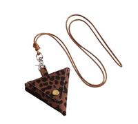 TSMORY Bolsas de cuero vintage resistentes para guardar auriculares y monedas, diseños pequeños y largos para mujeres y mujeres de moda, Patrón de vaca marrón, Handbag: 3.5*5.5cm Triangle bag: 7*8cm